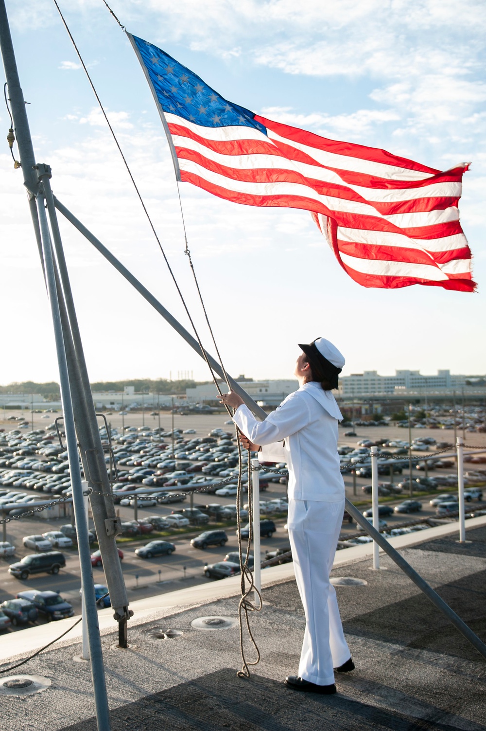 USS Harry S. Truman morning colors