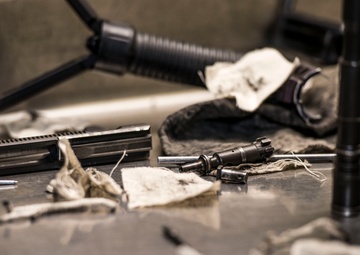 Weapons cleaning at the armory