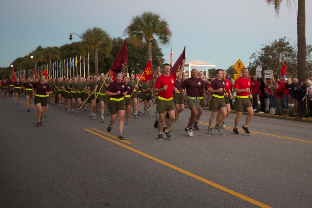 Parris Island’s newest Marines celebrate 100 years with motivation run