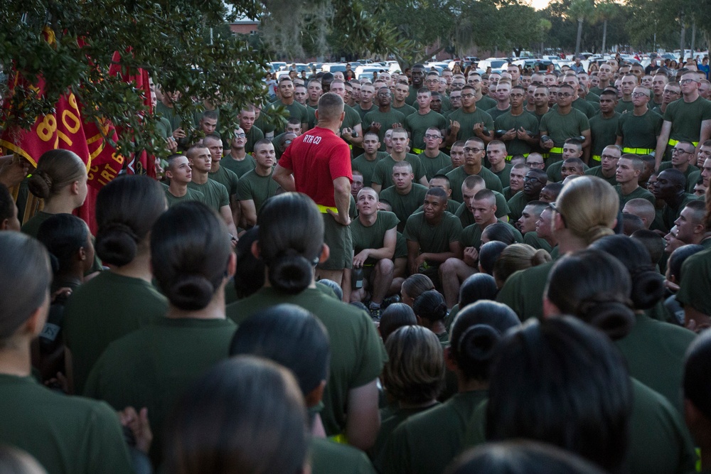 Parris Island’s newest Marines celebrate 100 years with motivation run