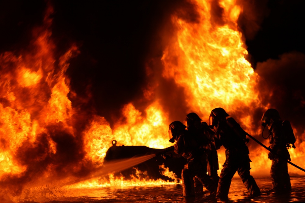 Aircraft Rescue, Fire Fighting Marines train for any burning situation