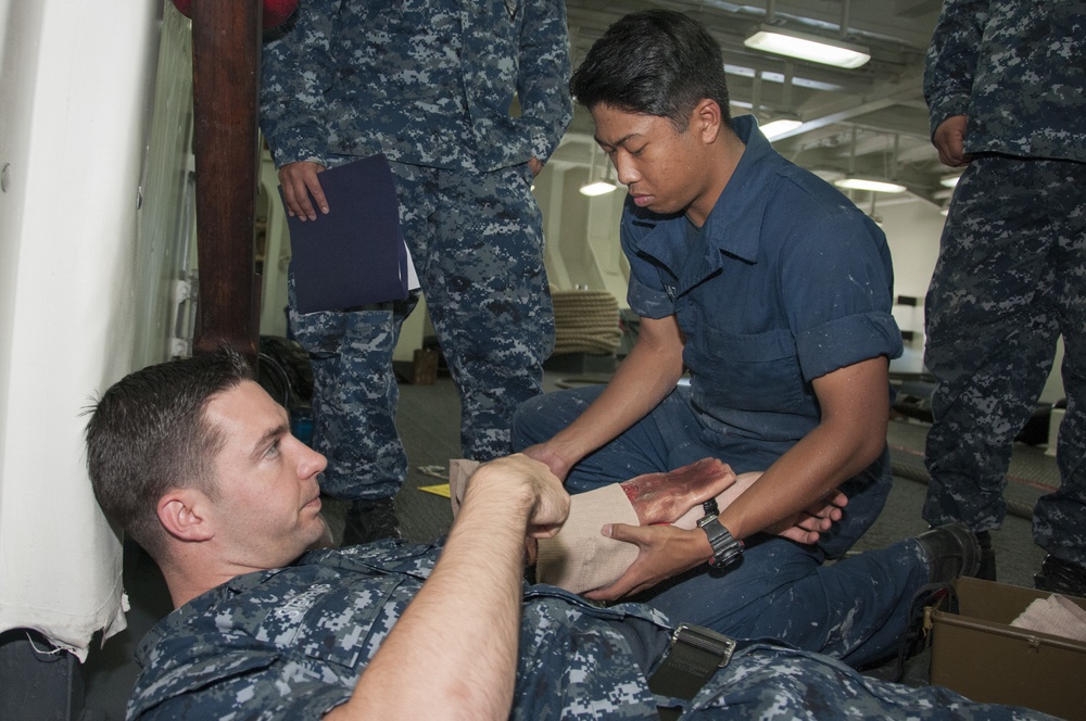 First aid drill training aboard USS Bonhomme Richard