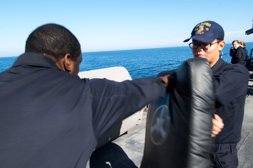 Security action force basic qualification aboard USS Porter