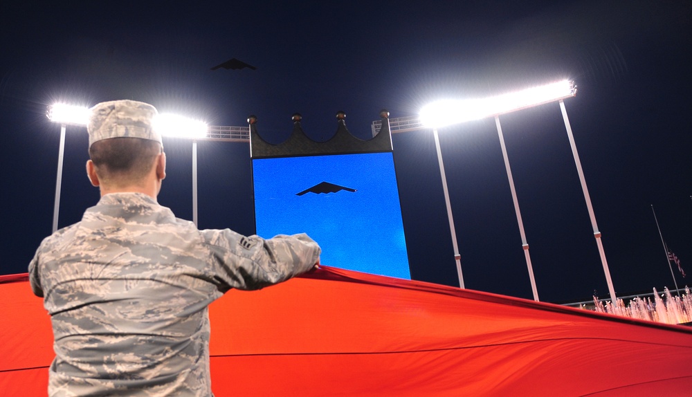 Team Whiteman performs flag detail during ALCS
