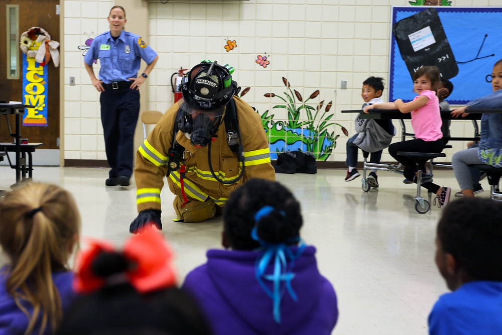 Firefighters educate local elementary school students on fire safety