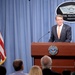 Secretary of defense answers questions during press briefing
