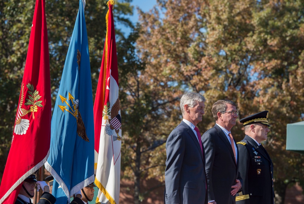 Secretary of defense hosts farewell ceremony for Army Secretary John McHugh