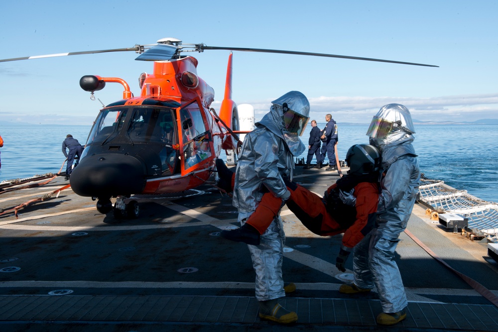 Coast Guard Cutter Midgett fire and rescue training