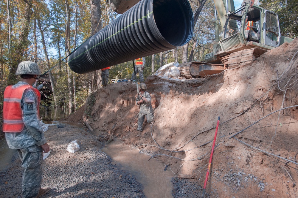 SC Guard engineers repair and reopen washed out road