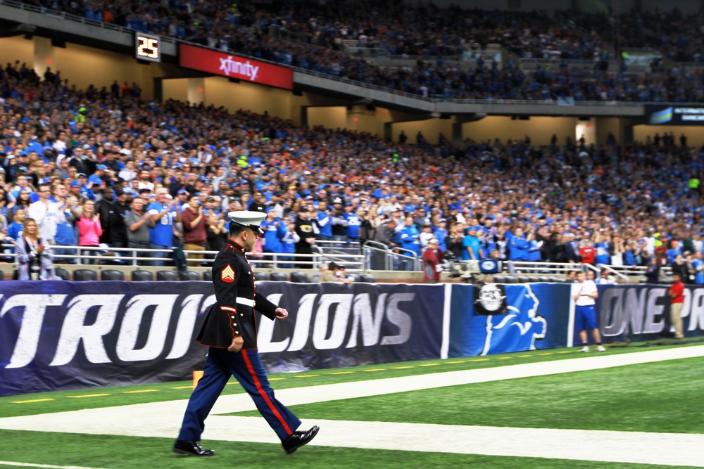 Detroit Marine honored at Lions game