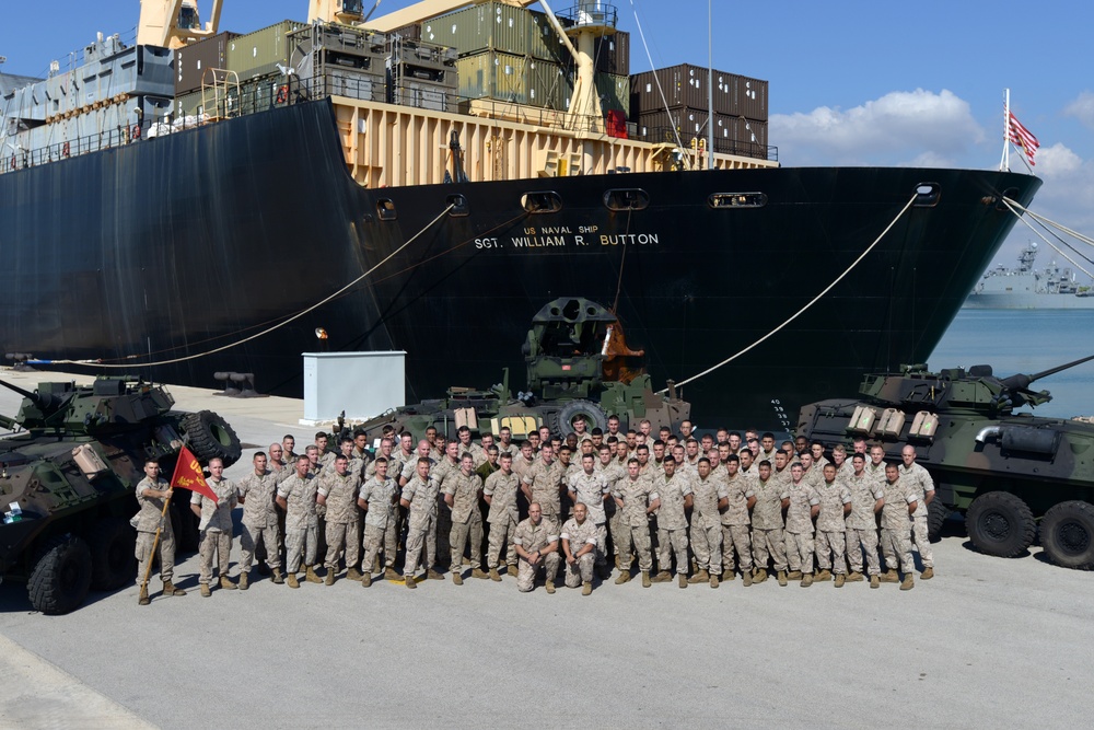 U.S. Marines Group Photo on the Pier, Naval Station, Rota, Spain