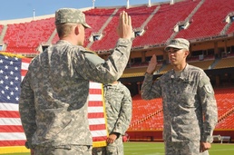 Kansas City Chiefs reenlistment ceremony takes place on Arrowhead Stadium field