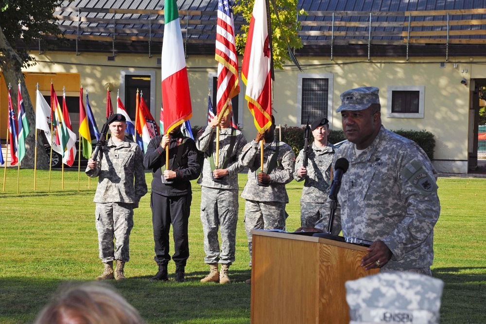 Patch ceremony for Brig. Gen. Jon A. Jensen, Caserma Ederle, Vicenza, Italy