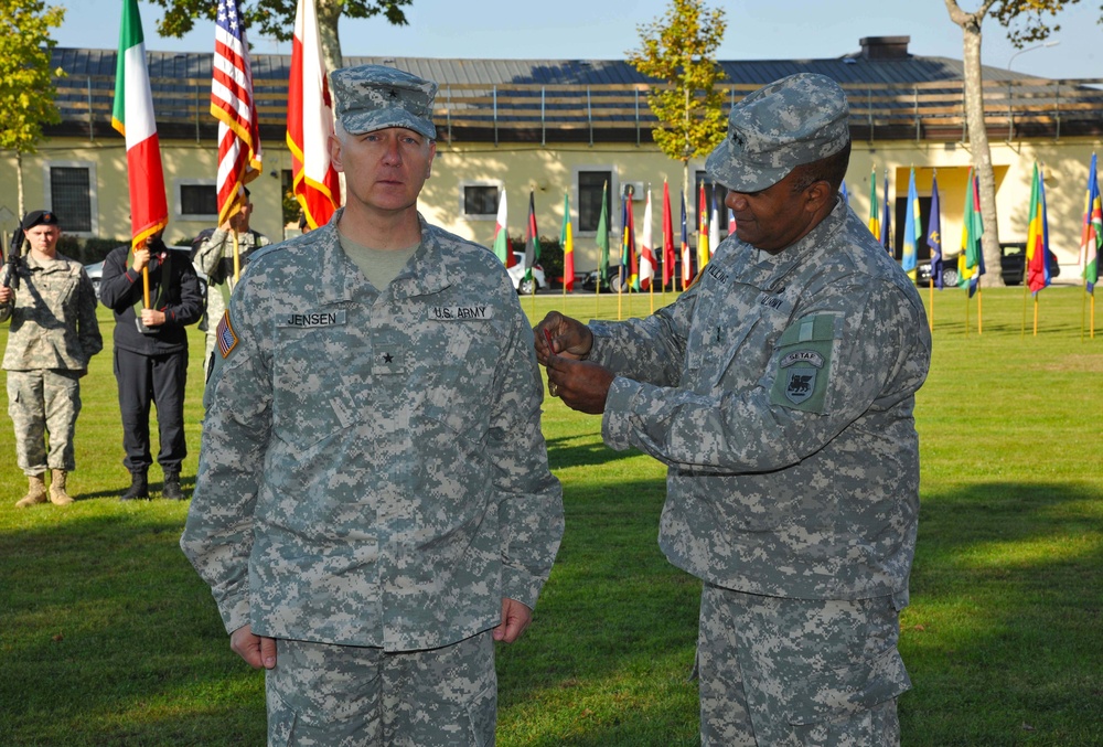 Patch ceremony for Brig. Gen. Jon A. Jensen, Caserma Ederle, Vicenza, Italy