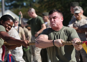 Marines, Sailors test their strength during the 2015 CFC Tug-of-War Tournament