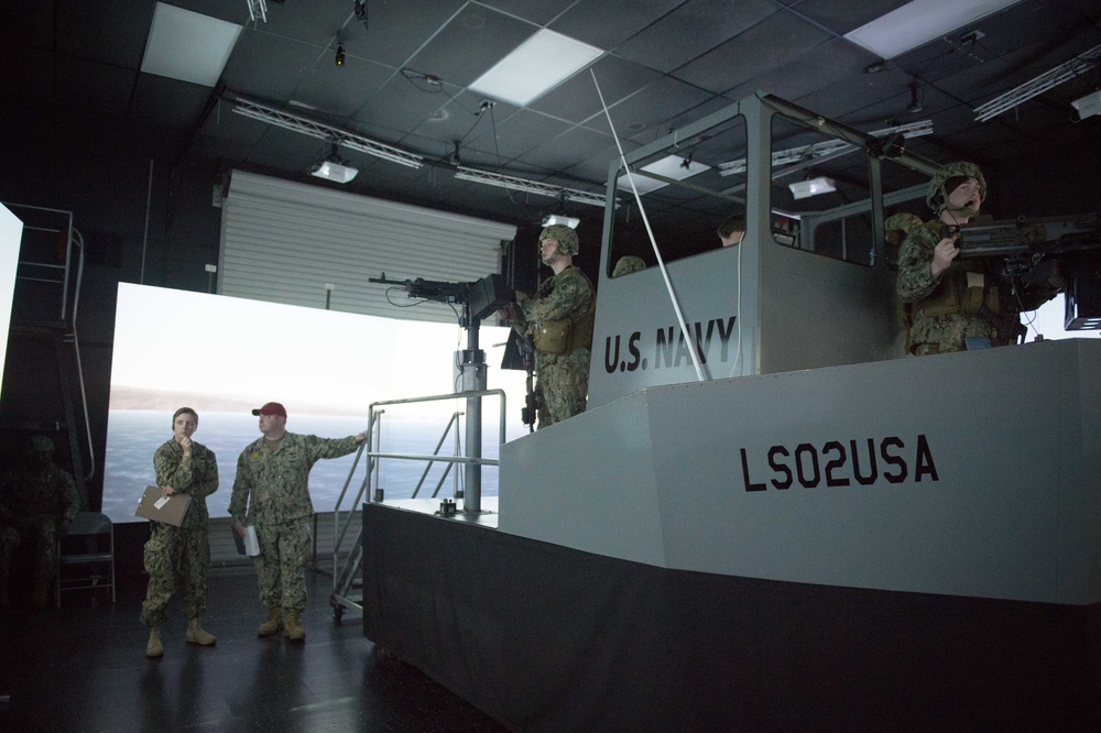 CRG 1 Sailors participate in simulator for sustainment training