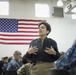 Vice Chief of Naval Operations Admiral Michelle Howard talks to sailors at Navy Operational Support Center Atlanta during her recent visit, speaking on topics that ranged from cyber warfare and the dangers of cyber intrusion, to sexual assault within the