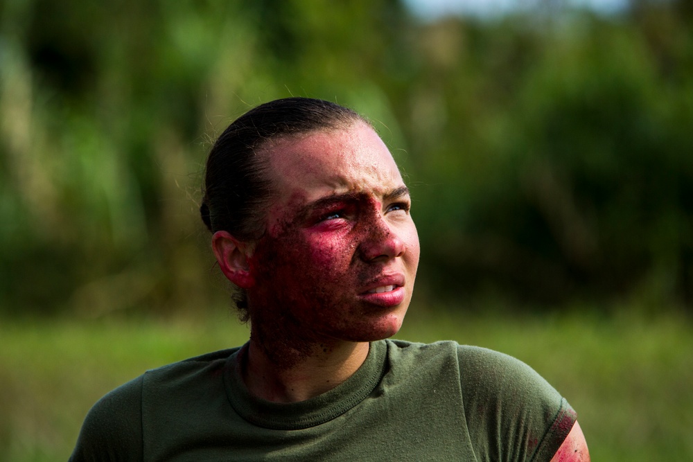 Corpsman sharpen combat life-saving skills during Blue Chromite