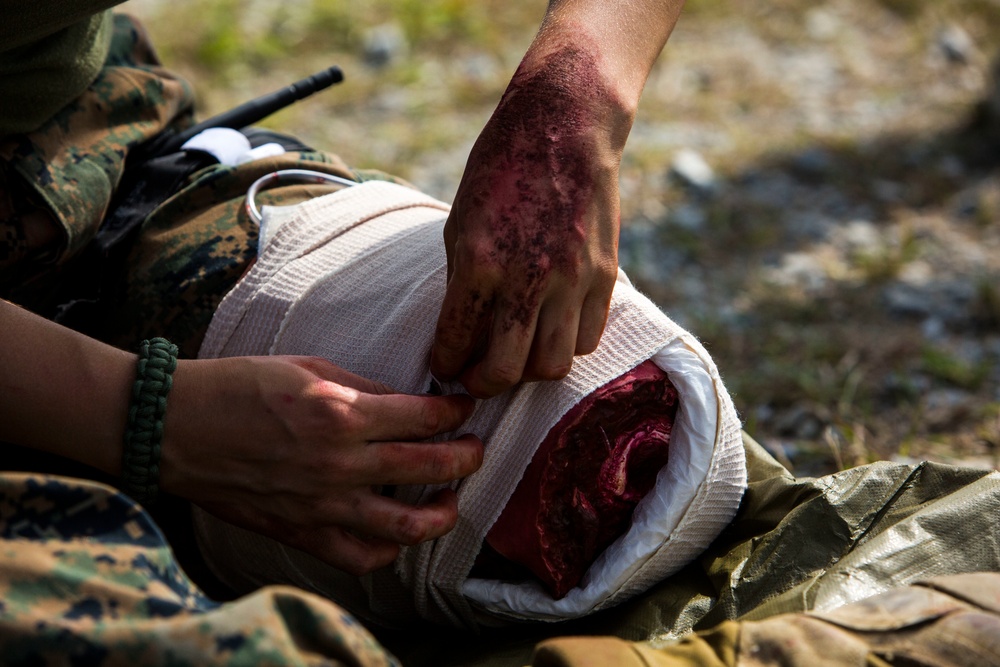 Corpsman sharpen combat life-saving skills during Blue Chromite