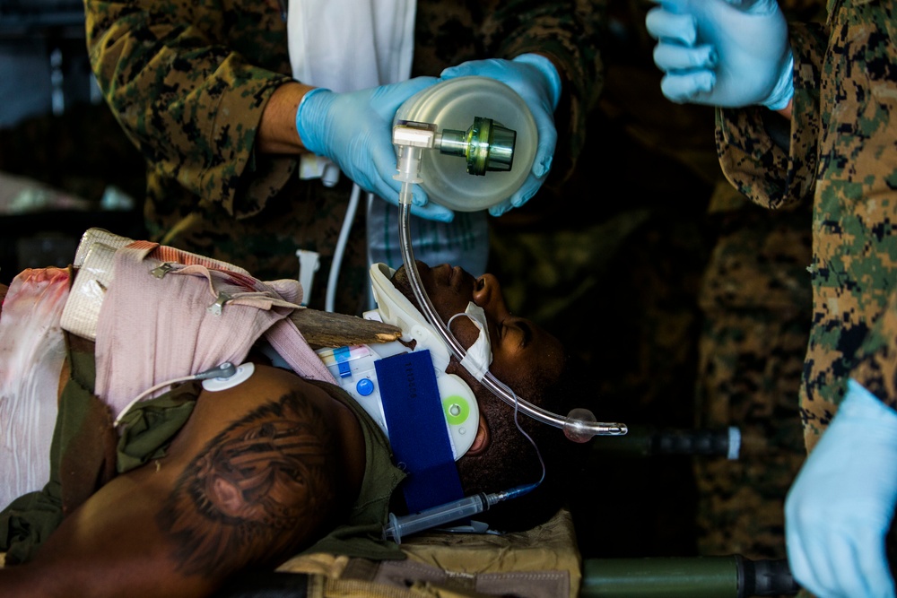 Corpsman sharpen combat life-saving skills during Blue Chromite