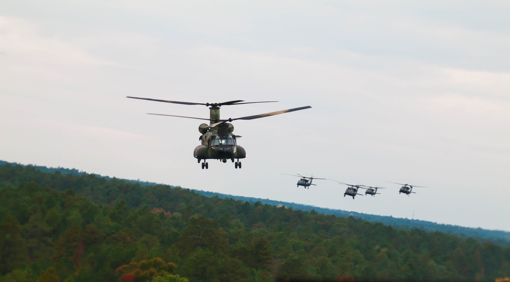 Canadian Chinooks and American Black Hawks fly together