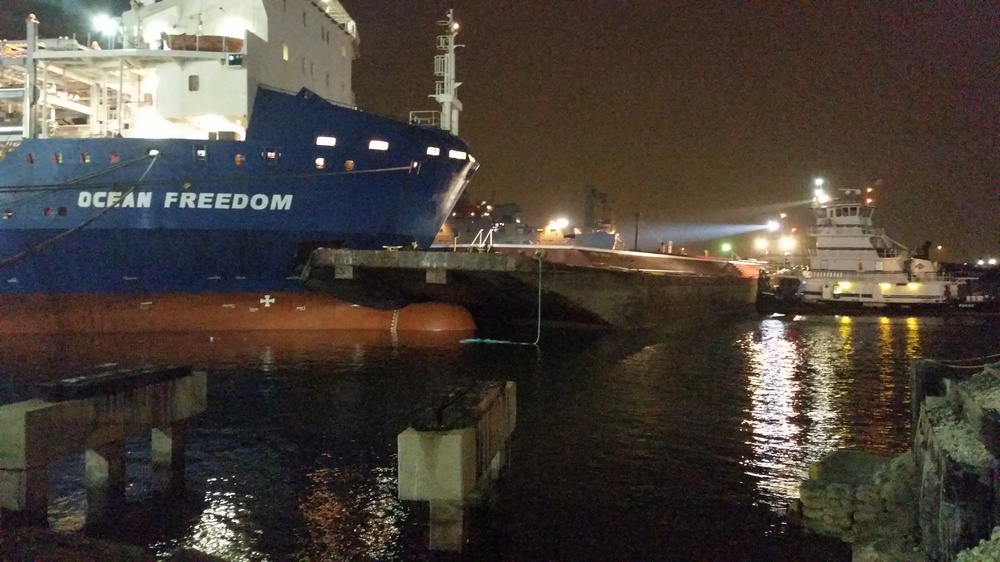 Ship and barge collide in Corpus Christi Inner Harbor