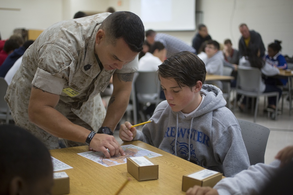 Marines with SOI-East Provide Basic Land Navigation Course to Brewster Middle School Students
