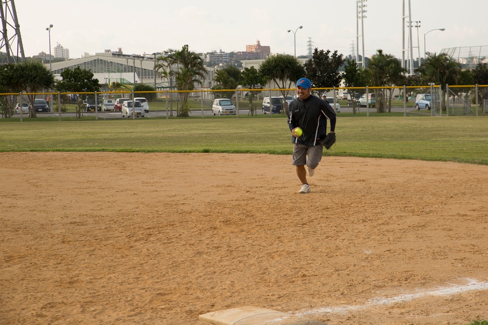 U.S., Japanese law enforcement play ball abaord Camp Foster