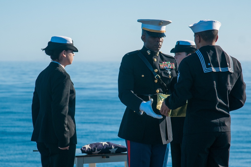 Burial at sea ceremony aboard USS New Orleans