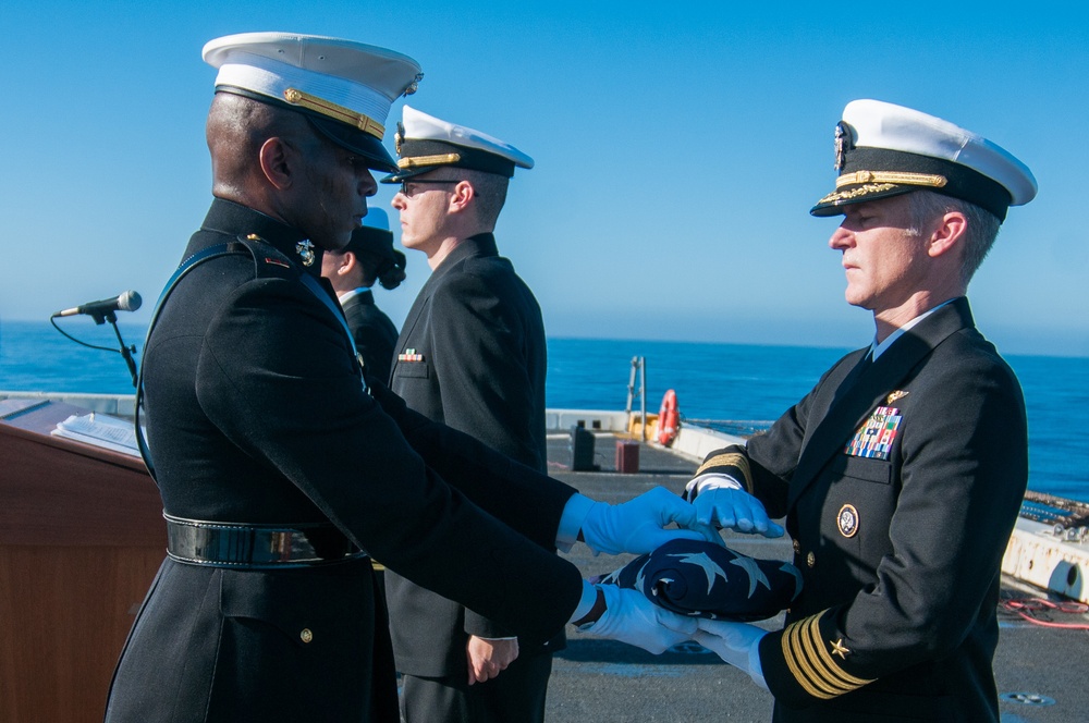 Burial at sea ceremony abaord USS New Orleans