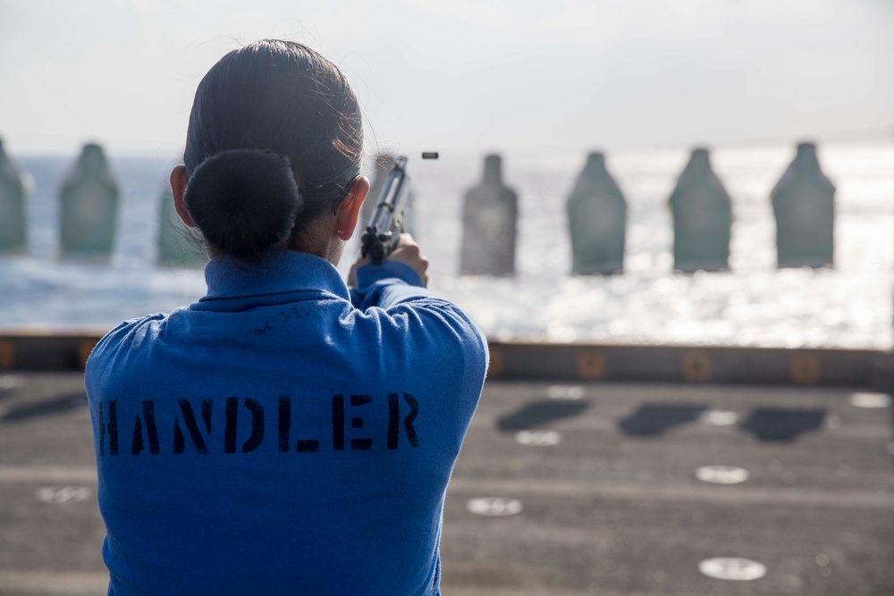 Small-arms exercise aboard USS Kearsarge