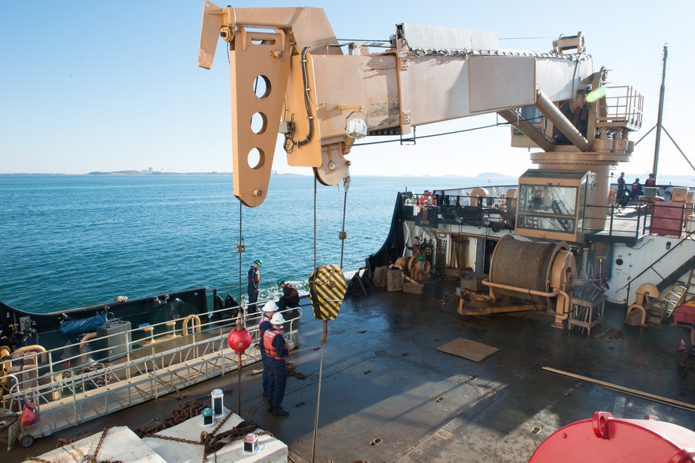Coast Guard Cutter Willow works in Boston Harbor