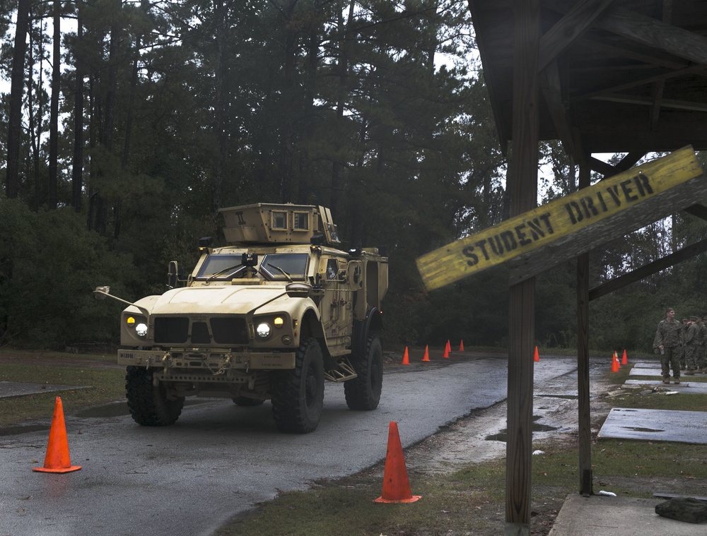 Marines drive through heavy snowfall and harsh winds to obtain tactical licenses