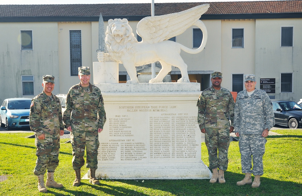 Brig. Gen. Stephen E. Farmen visits at Caserma Ederle in Vicenza, Italy