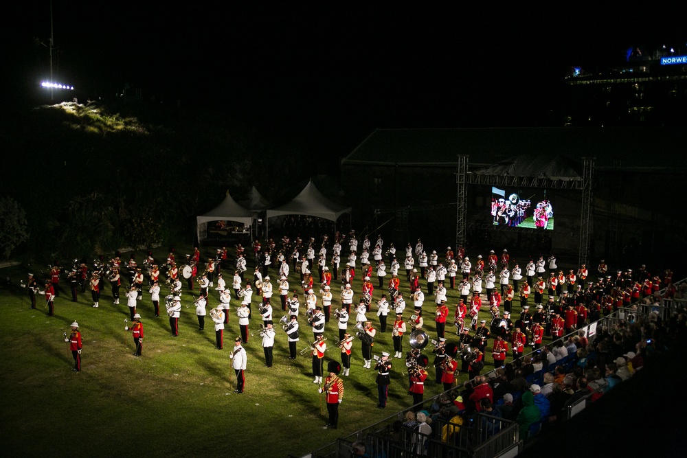2nd MAW Band performs at the Bermuda Tattoo, visits local school