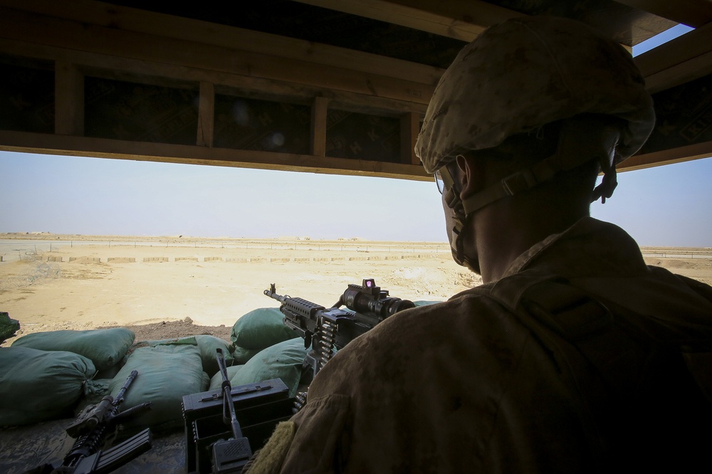 U.S. Marines maintaining security of coalition resources in Iraq