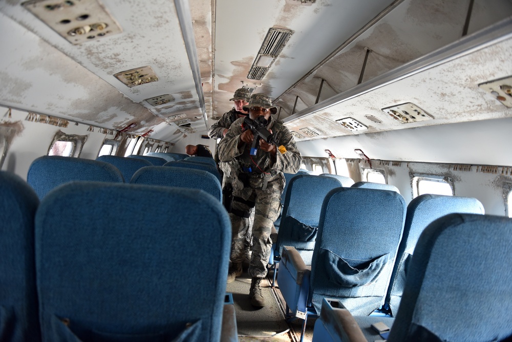 186th Security Forces Squadron members conduct anti-hijacker training