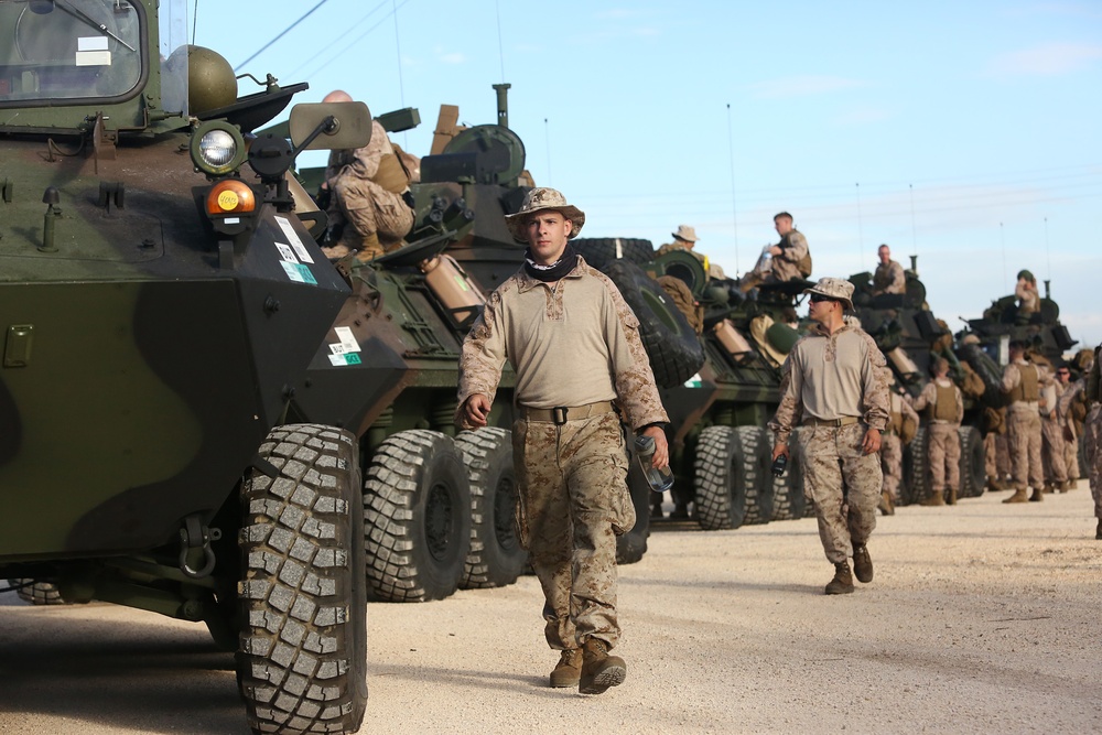 Road march of 13-ton armored vehicles across Spain