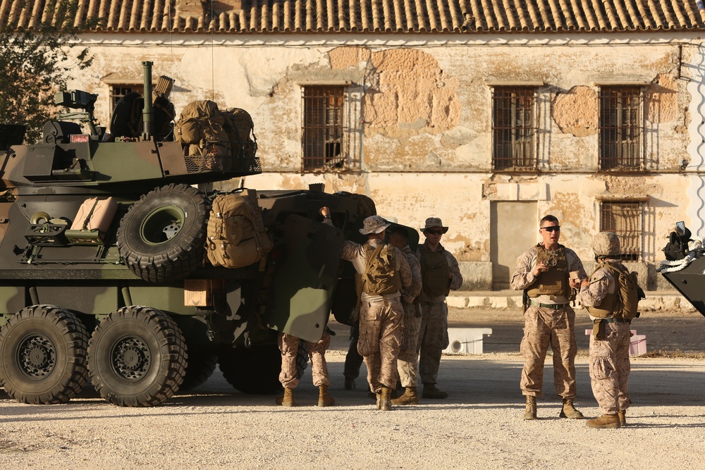 Road march of 13-ton armored vehicles across Spain