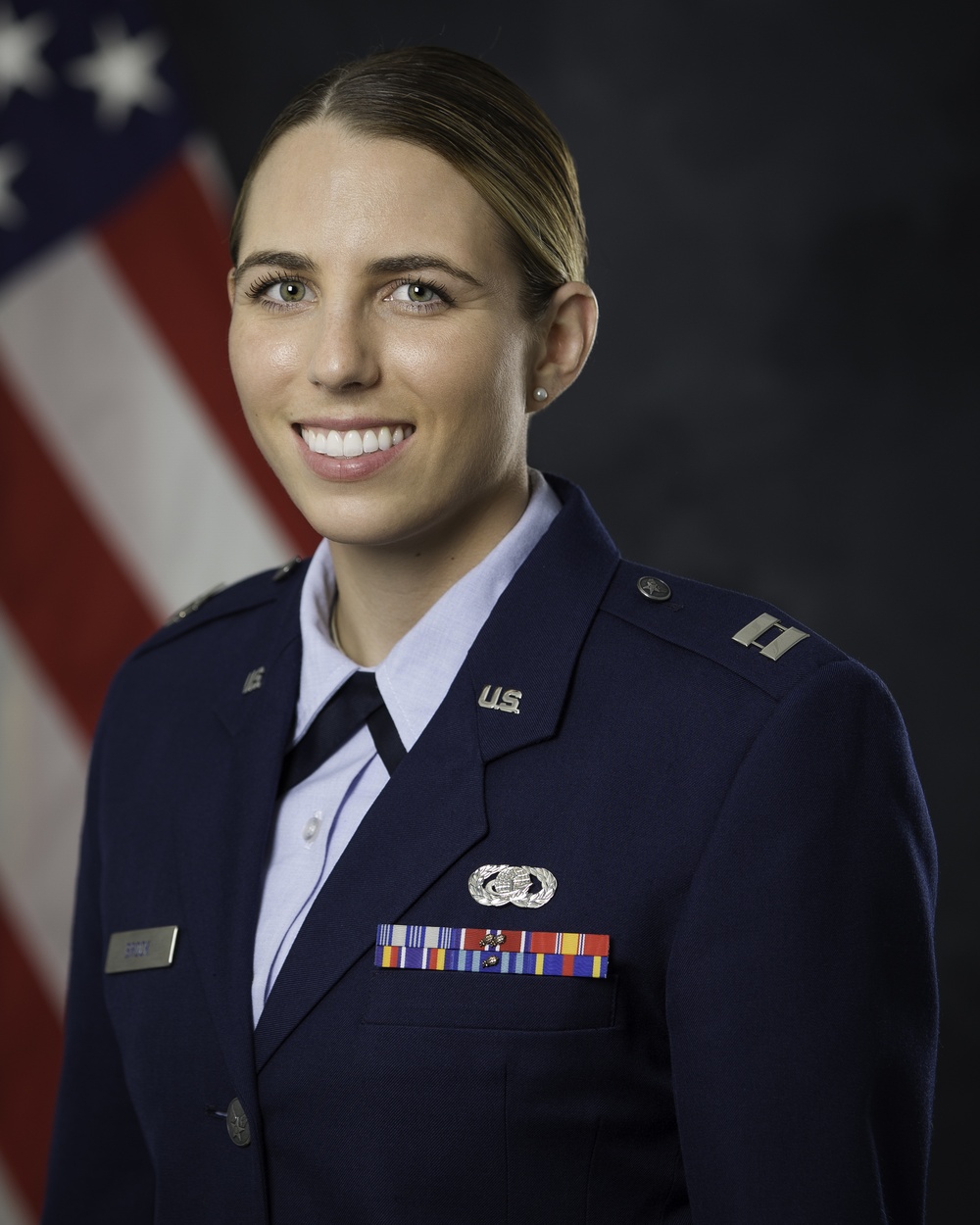 Official portrait of Officer-in-Charge of Ceremonies and Protocol, Air Force District Washington, Capt. Katherine J. Brock, US Air Force