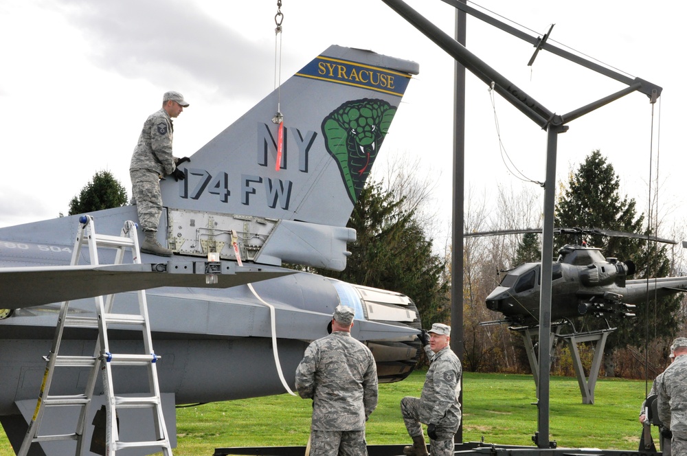 F-16 becomes historic display at New York National Guard headquarters