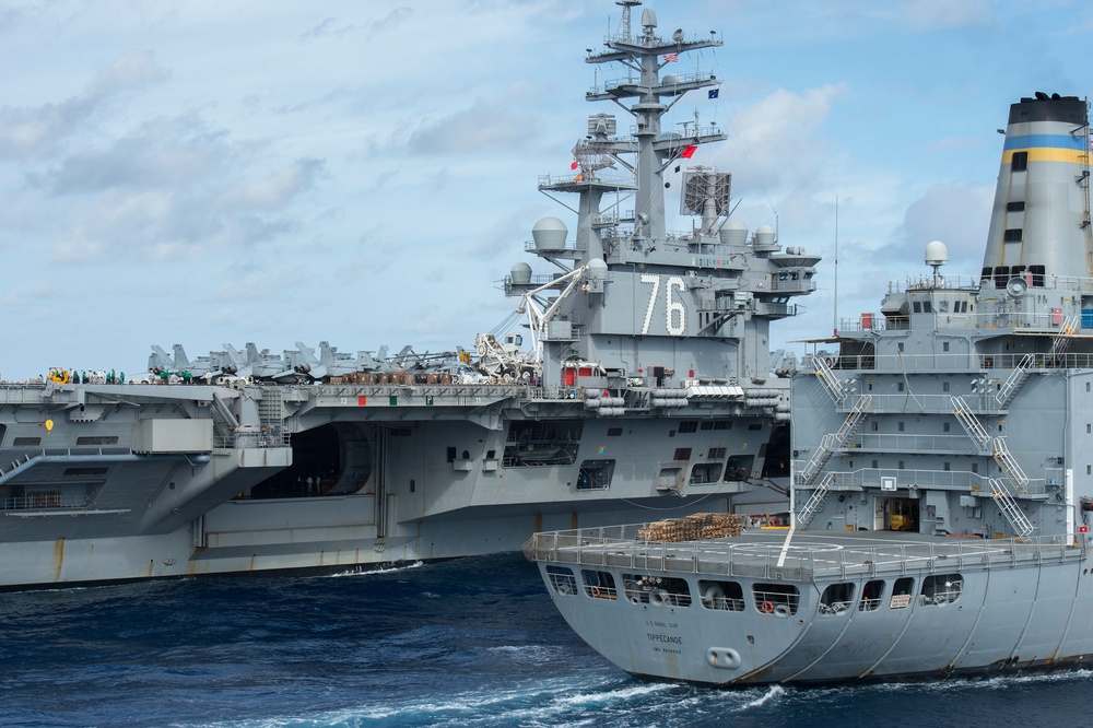 USS Ronald Reagan replenishment at sea