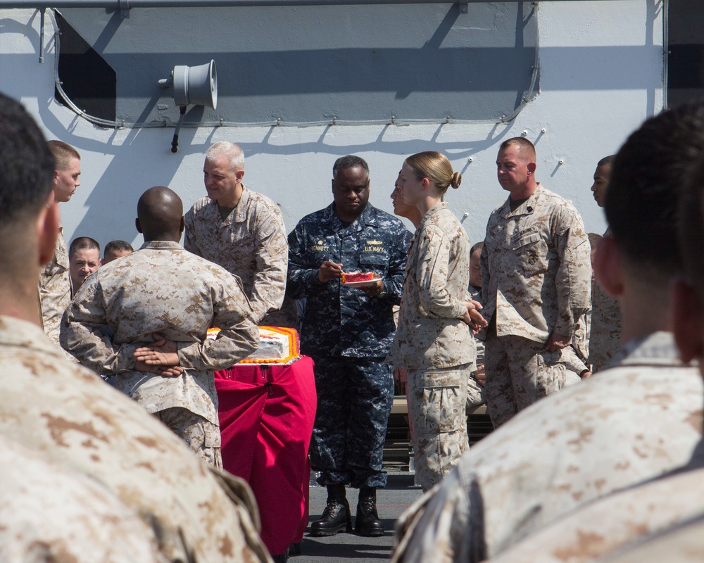 US Marines celebrate birthday at sea