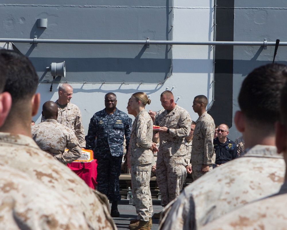 US Marines celebrate birthday at sea