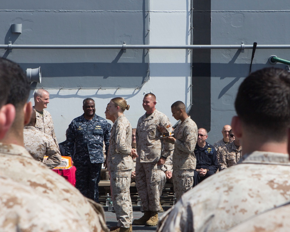 US Marines celebrate birthday at sea