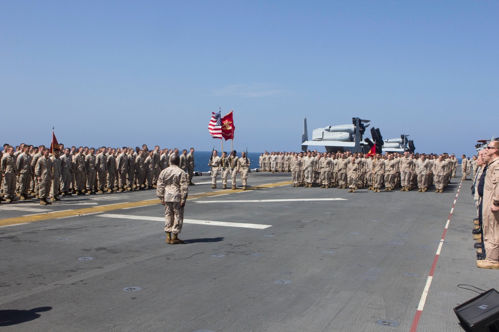 US Marines celebrate birthday at sea