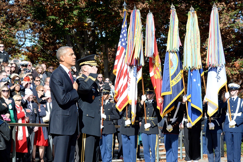 President Obama renders honors at the 62nd annual national Veterans Day observance at Arlington National Cemetery