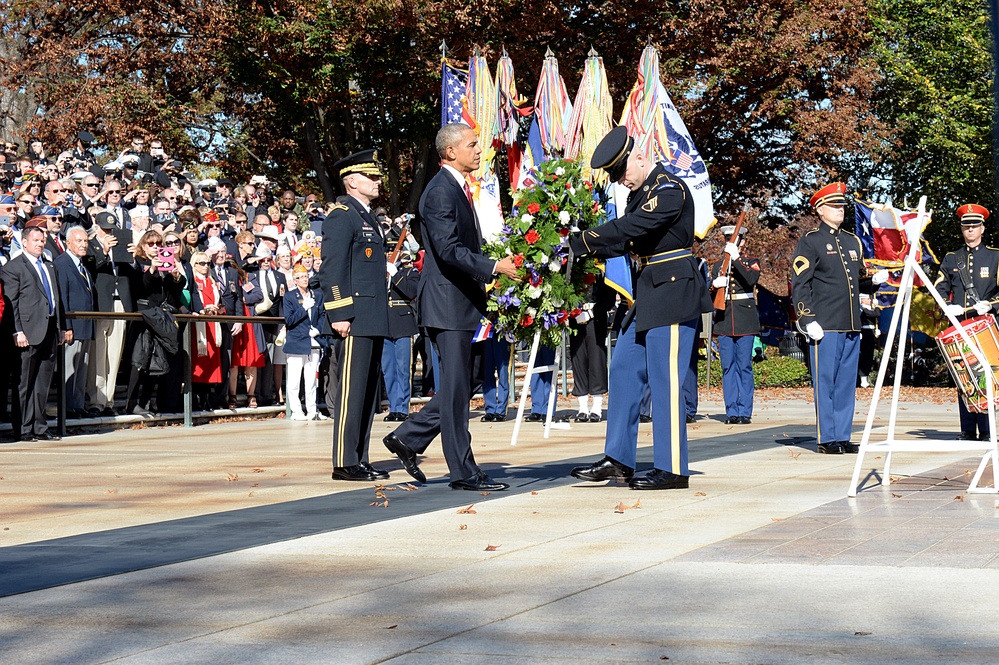 President lays a wreath at the 62nd annual national Veterans Day observance at Arlington National Cemetery