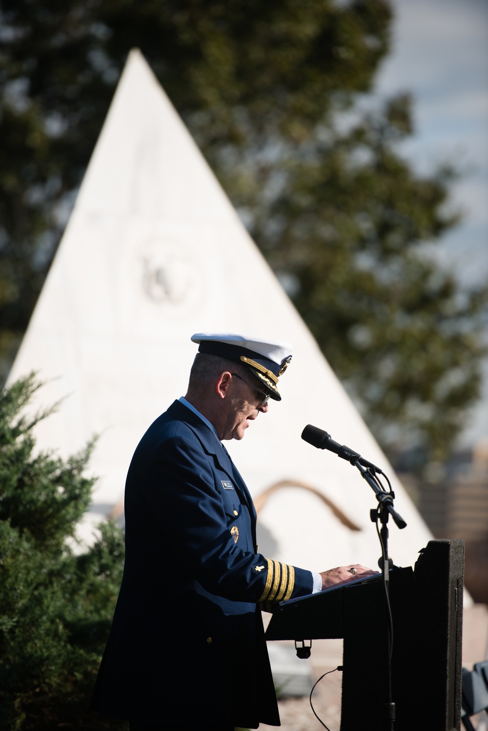 Wreath-laying ceremony at the Coast Guard Memorial in Arlington National Cemetery for Veterans Day