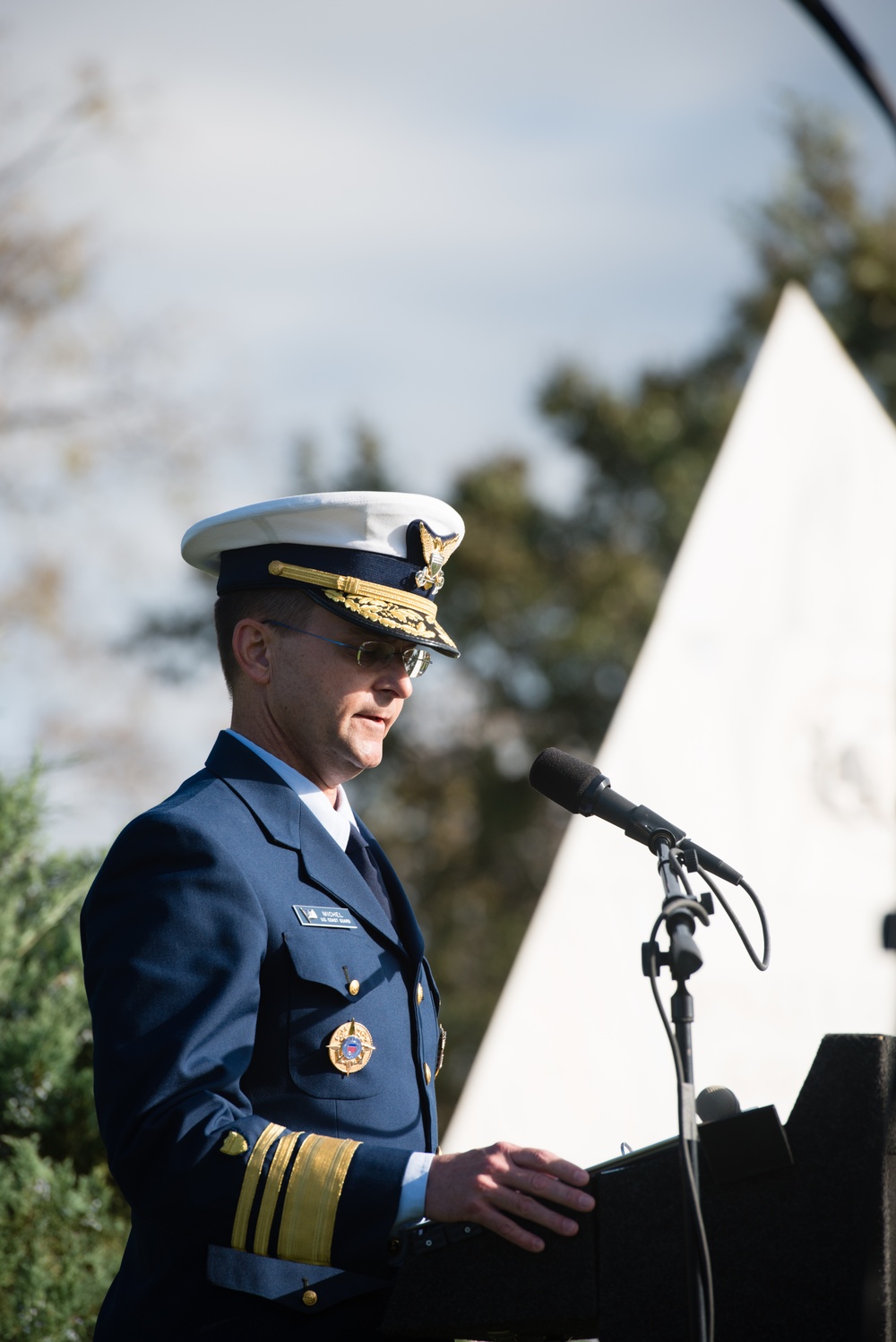 Wreath-laying ceremony at the Coast Guard Memorial in Arlington National Cemetery for Veterans Day